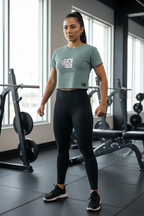 5'4" Filipino female model in size Small No Luck Just Reps Crop Tee