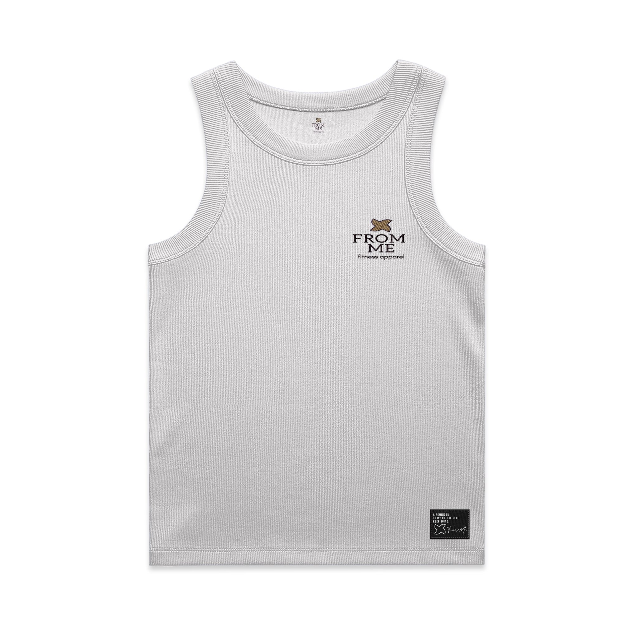 White Womens Organic Rib Tank | From Me Fitness Apparel