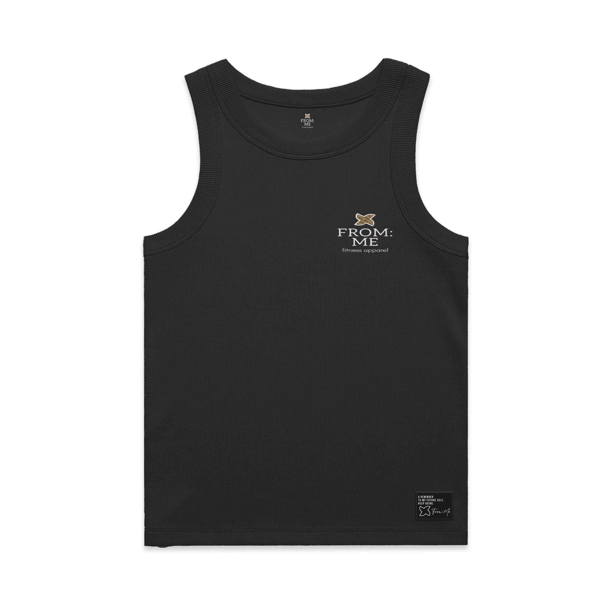 Black Womens Organic Rib Tank | From Me Fitness Apparel