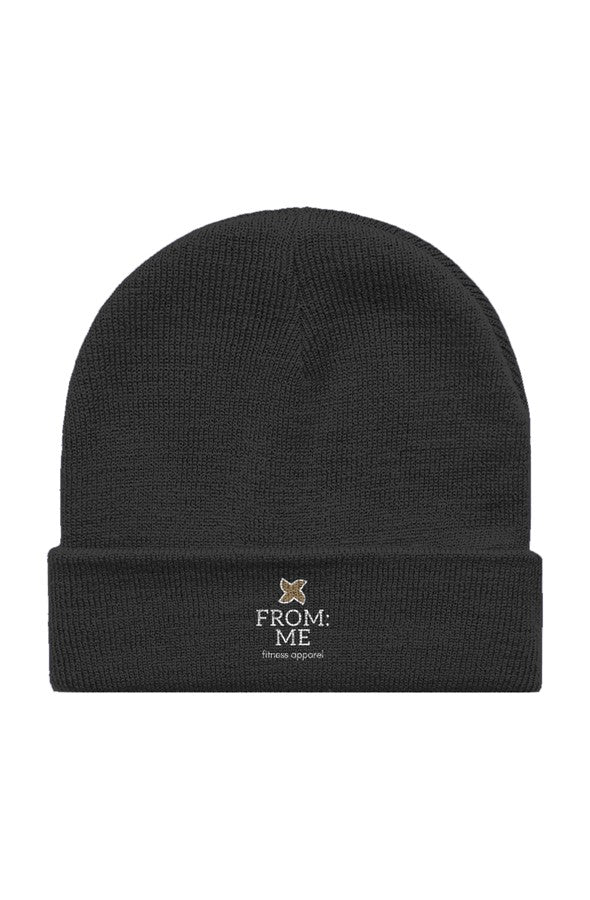 Black Daily Standard Beanie with 'From: Me' logo | From Me Fitness Apparel