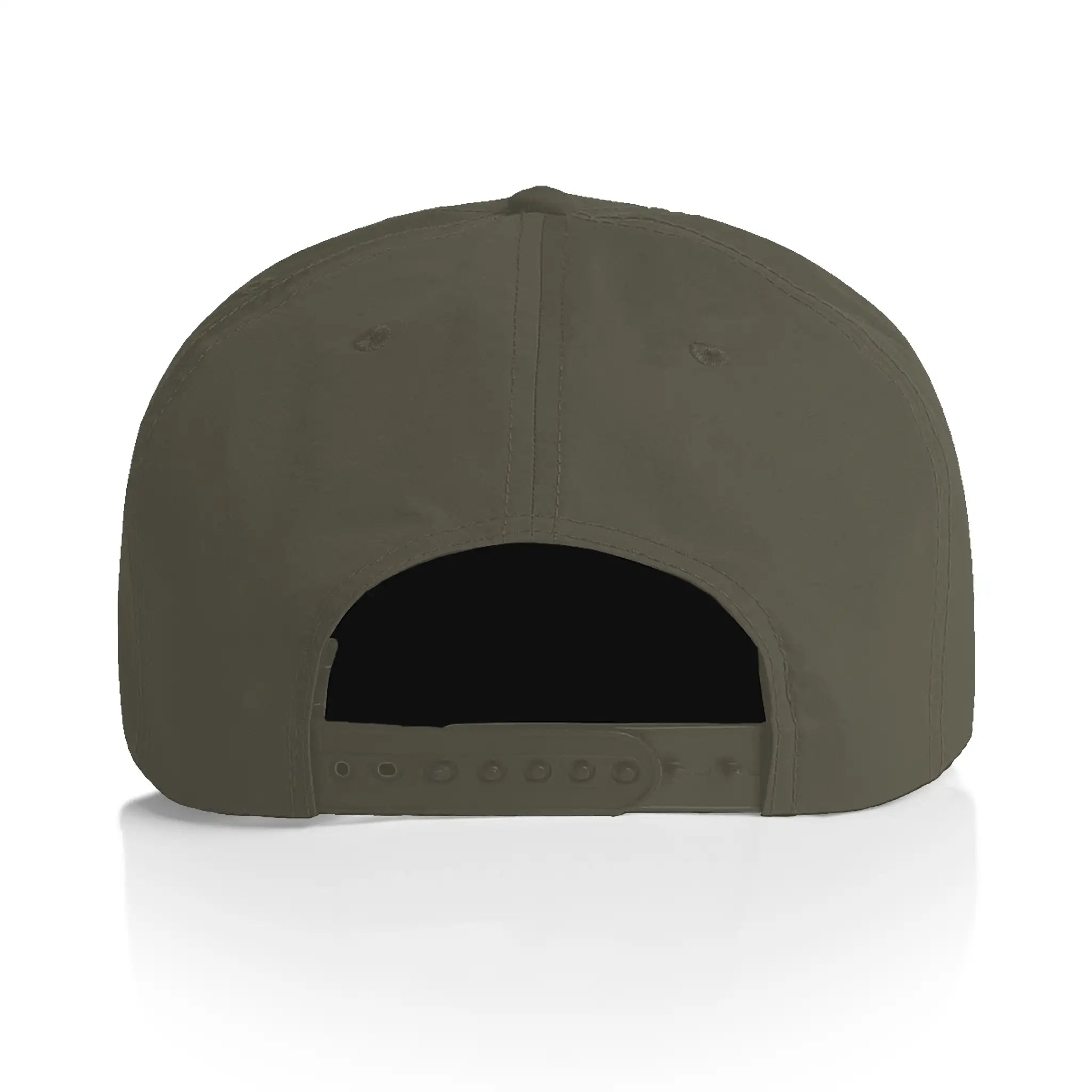 daily standard cap in taupe back view with snap closure