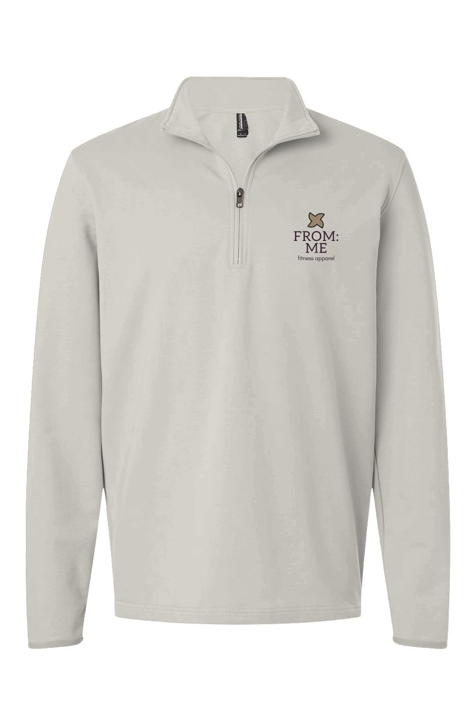 Light gray pullover with 'From Me' logo on a white background