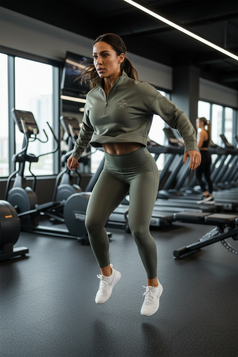 Woman exercising in a gym setting
