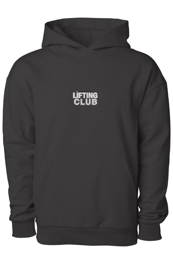 Black hoodie with white text on a white background | From Me Fitness Apparel