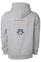 Light gray hoodie with 'lifting club' logo on the back against a white background | From Me Fitness Apparel