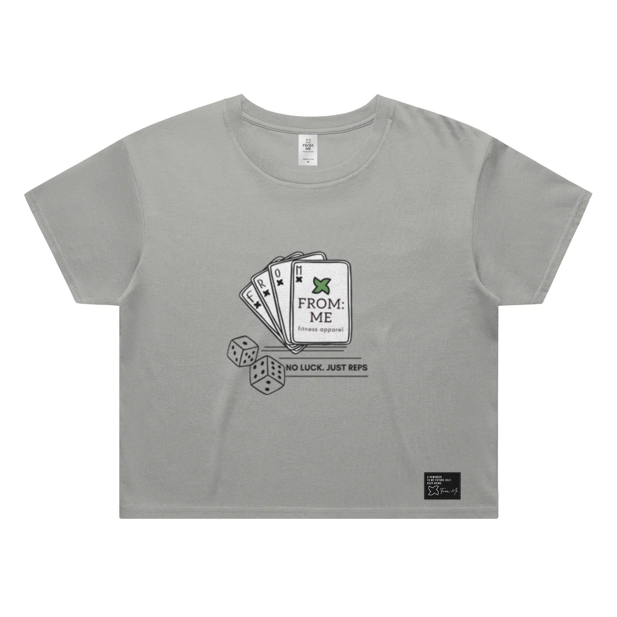 Gray t-shirt with graphic design on a white background | From Me Fitness Apparel
