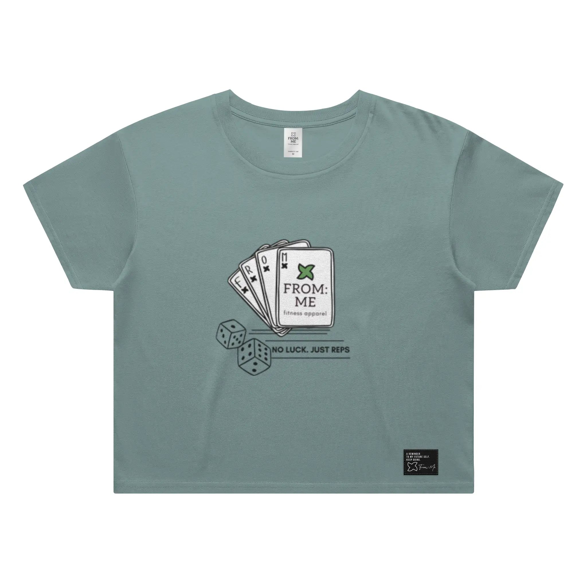 Green t-shirt with graphic design on a white background | From Me Fitness Apparel