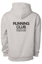 Gray hoodie with 'RUNNING CLUB' text on the back against a white background | From Me Fitness Apparel