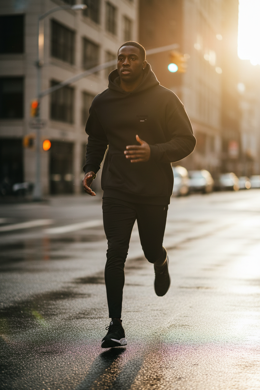 Running Club Hoodie - Black Action
