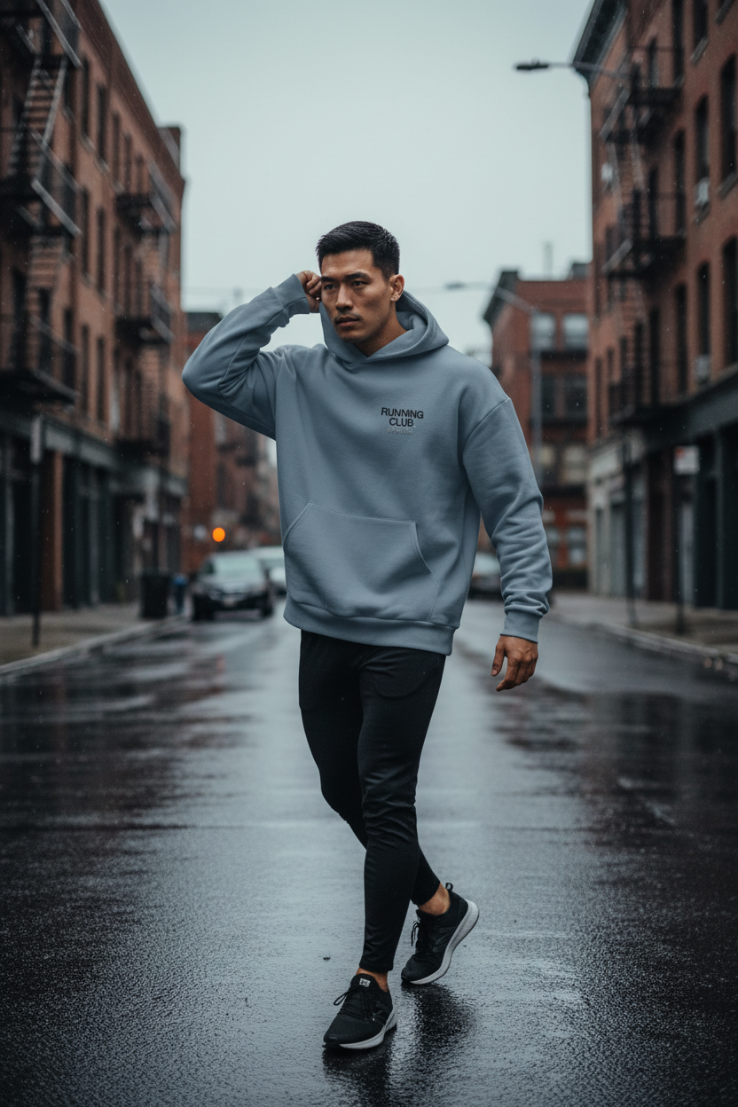 Running Club Hoodie - Stormy Blue Lifestyle