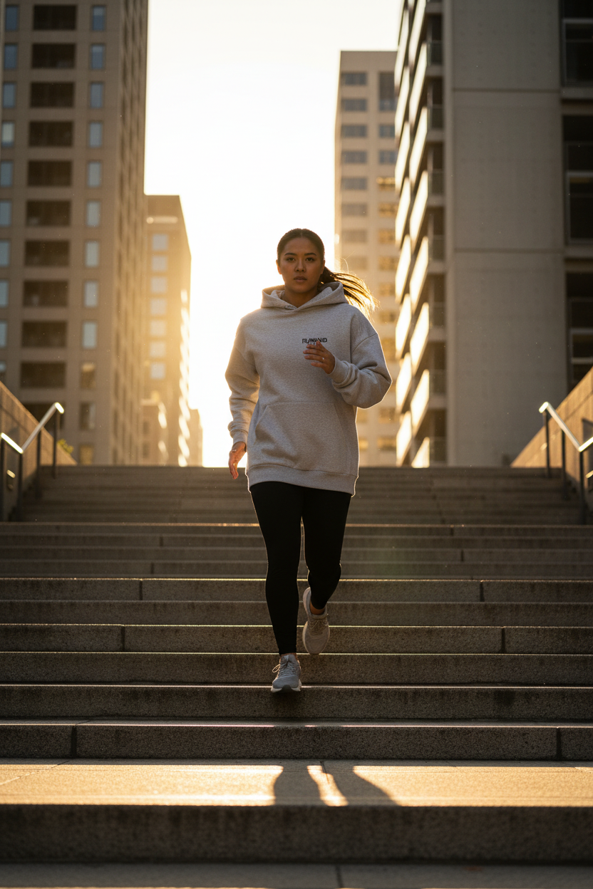 Running Club Hoodie - Gray Action